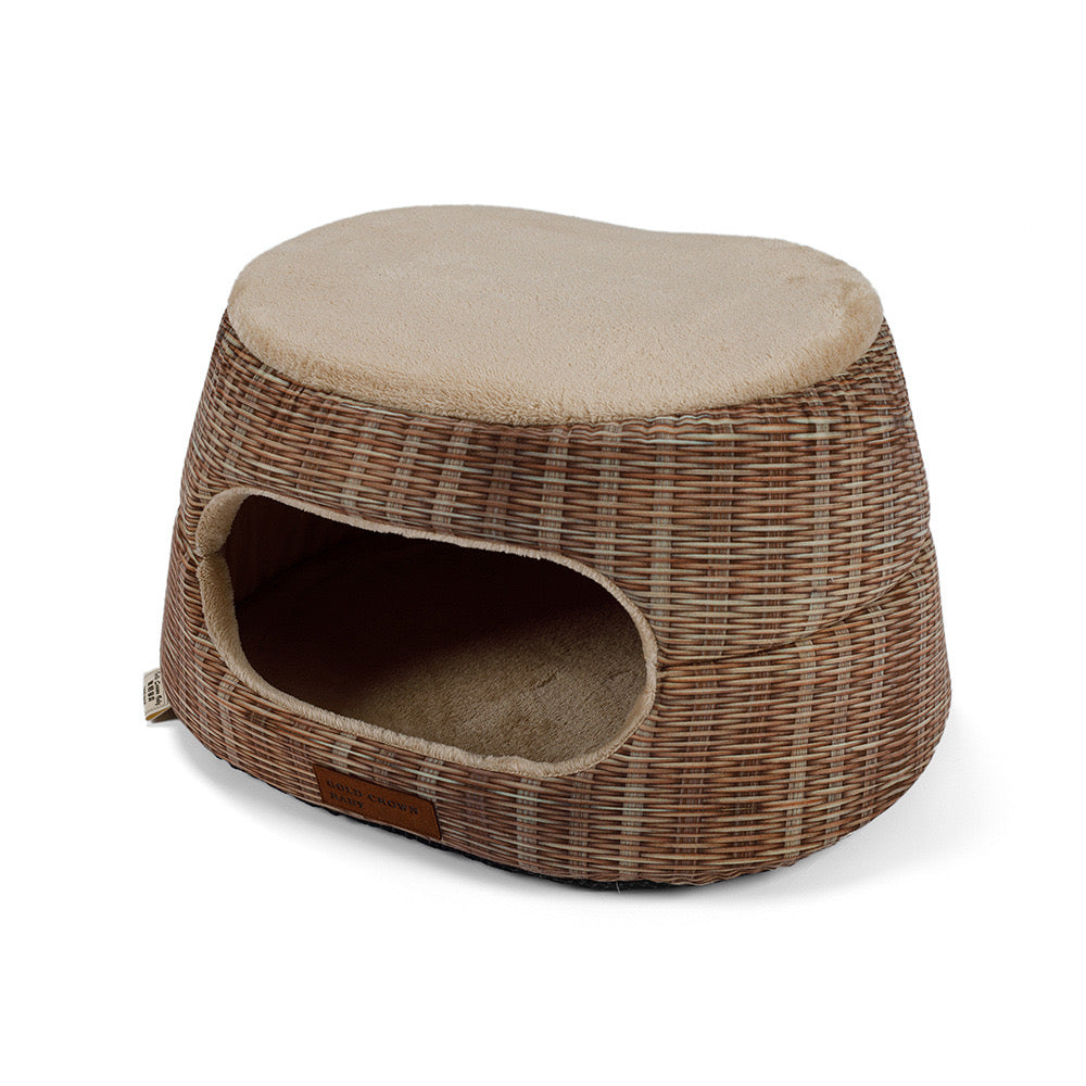 Luxury 2-in-1 Woven Rattan Pet Cozy Cave for Cats & Small Dogs - DD PET