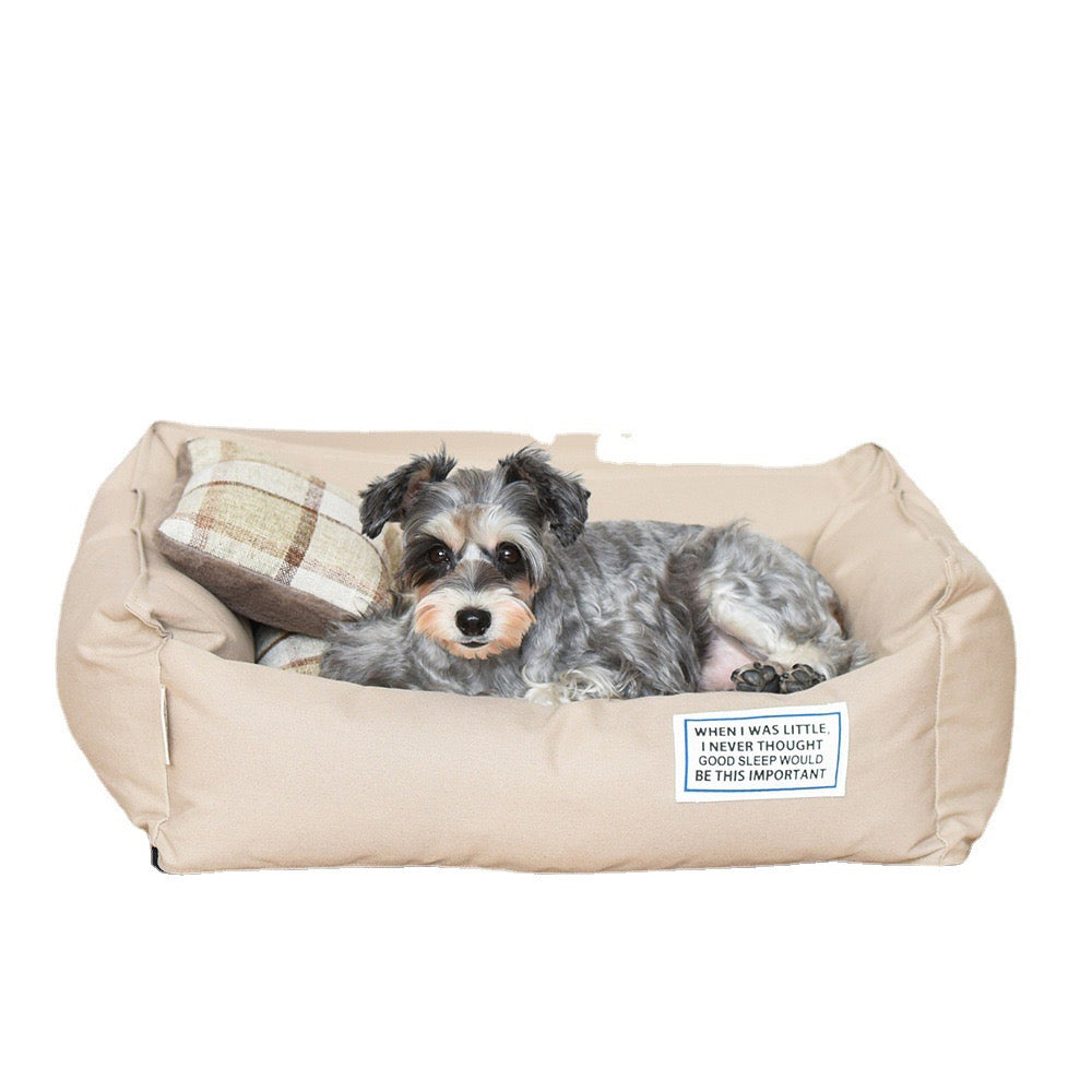 Dogs and Cat Cozy Canvas Plaid Pet Bed - DD PET