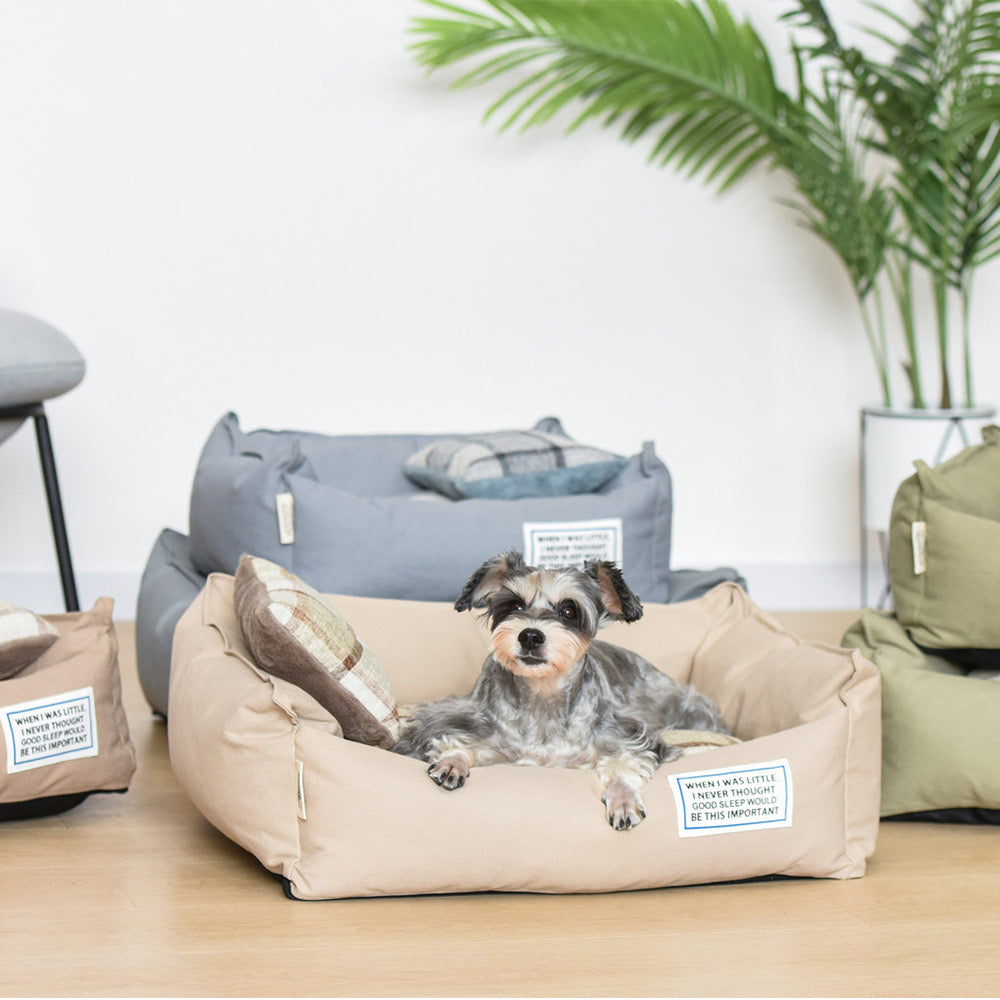 Dogs and Cat Cozy Canvas Plaid Pet Bed - DD PET