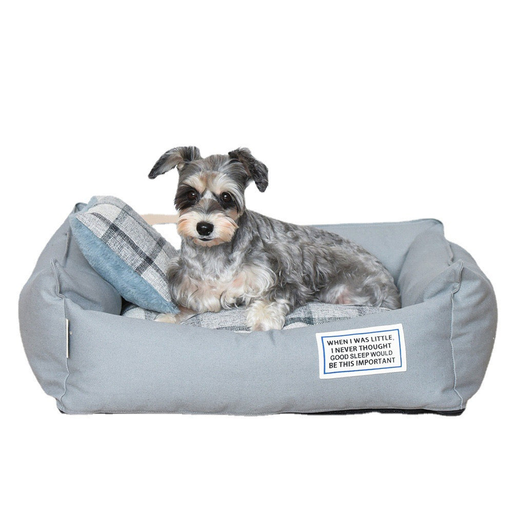 Dogs and Cat Cozy Canvas Plaid Pet Bed - DD PET