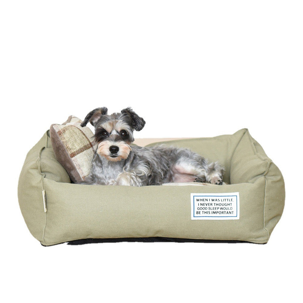 Dogs and Cat Cozy Canvas Plaid Pet Bed - DD PET