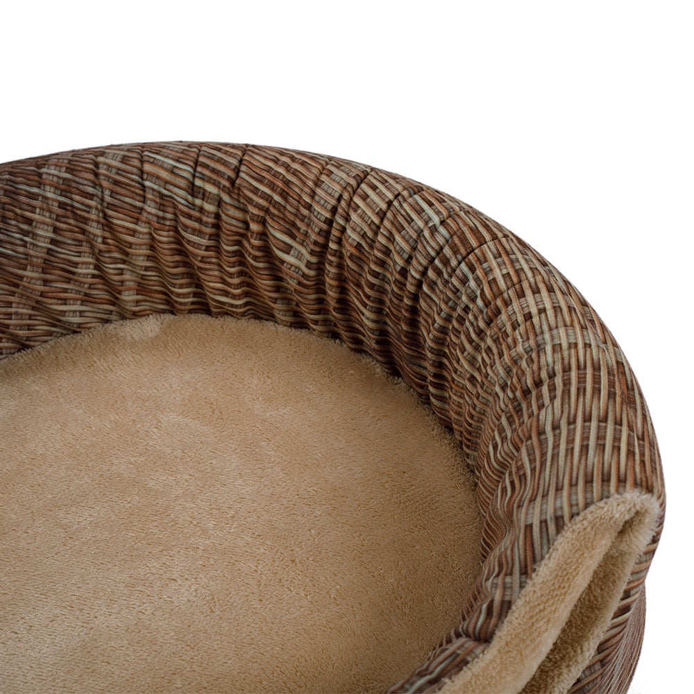 Luxury 2-in-1 Woven Rattan Pet Cozy Cave for Cats & Small Dogs - DD PET