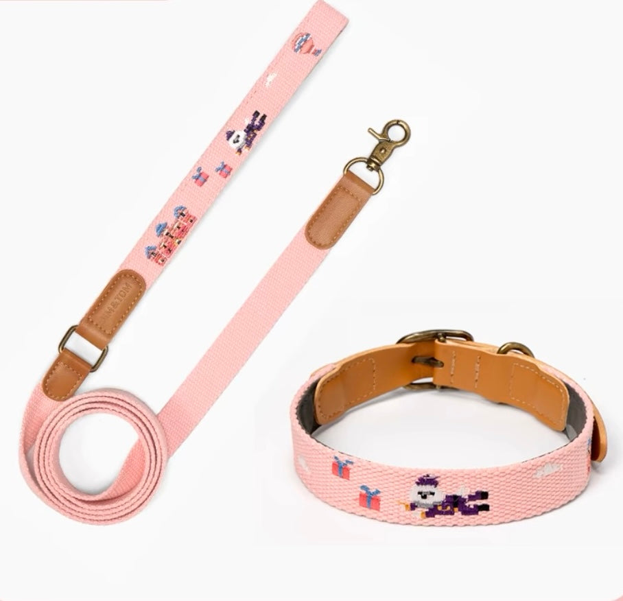 Premium Mosaic Embroidered Dog Collar & Leash Set – Durable, Stylish & Comfortable ✨ - DD PET