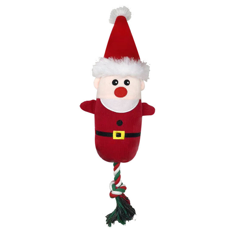 🎅 🦌Christmas Squeaky Rope Dog Toy | Santa & Reindeer Variants - DD PET
