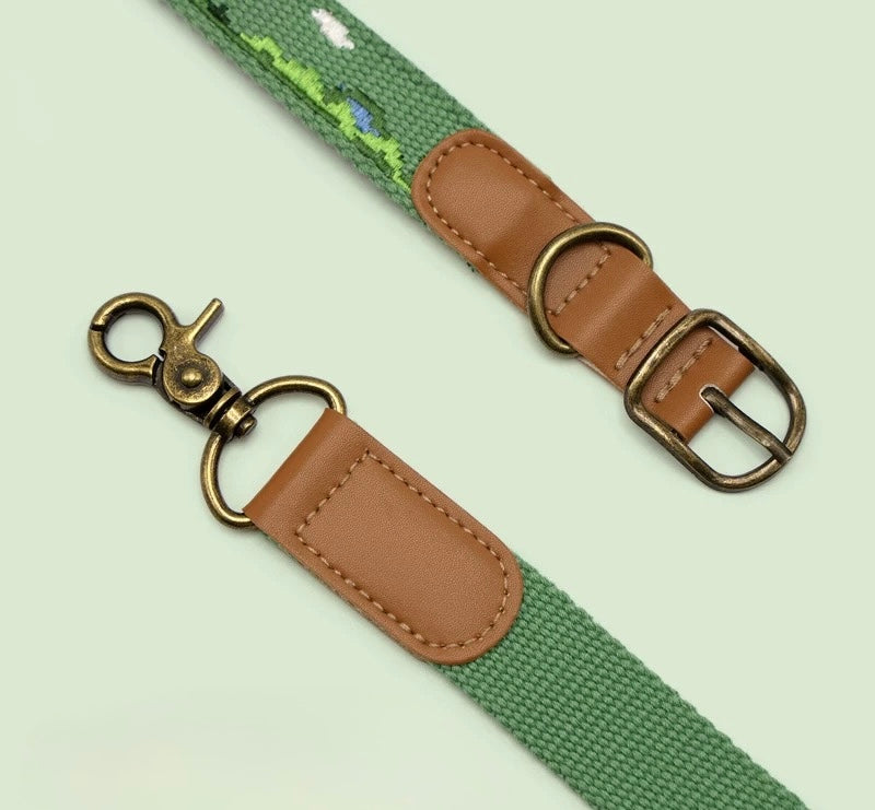 Premium Mosaic Embroidered Dog Collar & Leash Set – Durable, Stylish & Comfortable ✨ - DD PET