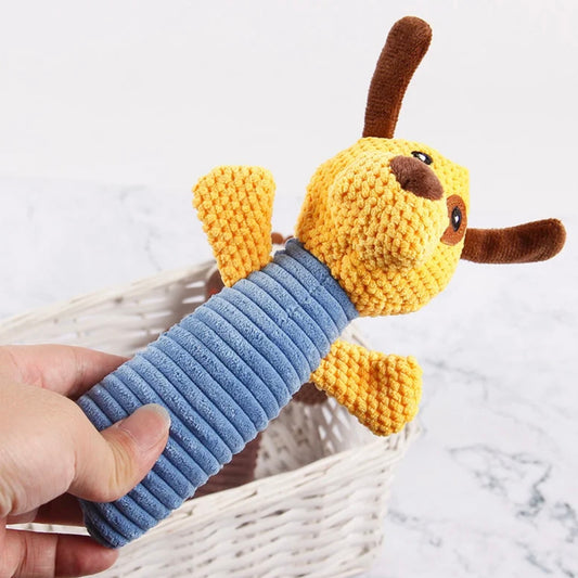Squeaky Plush Dog Toy – Durable Corduroy Puppy Chew Toy - DD PET