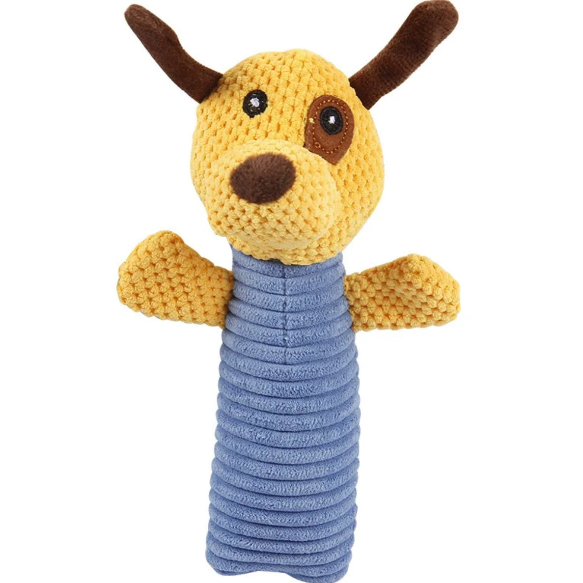 Squeaky Plush Dog Toy – Durable Corduroy Puppy Chew Toy - DD PET