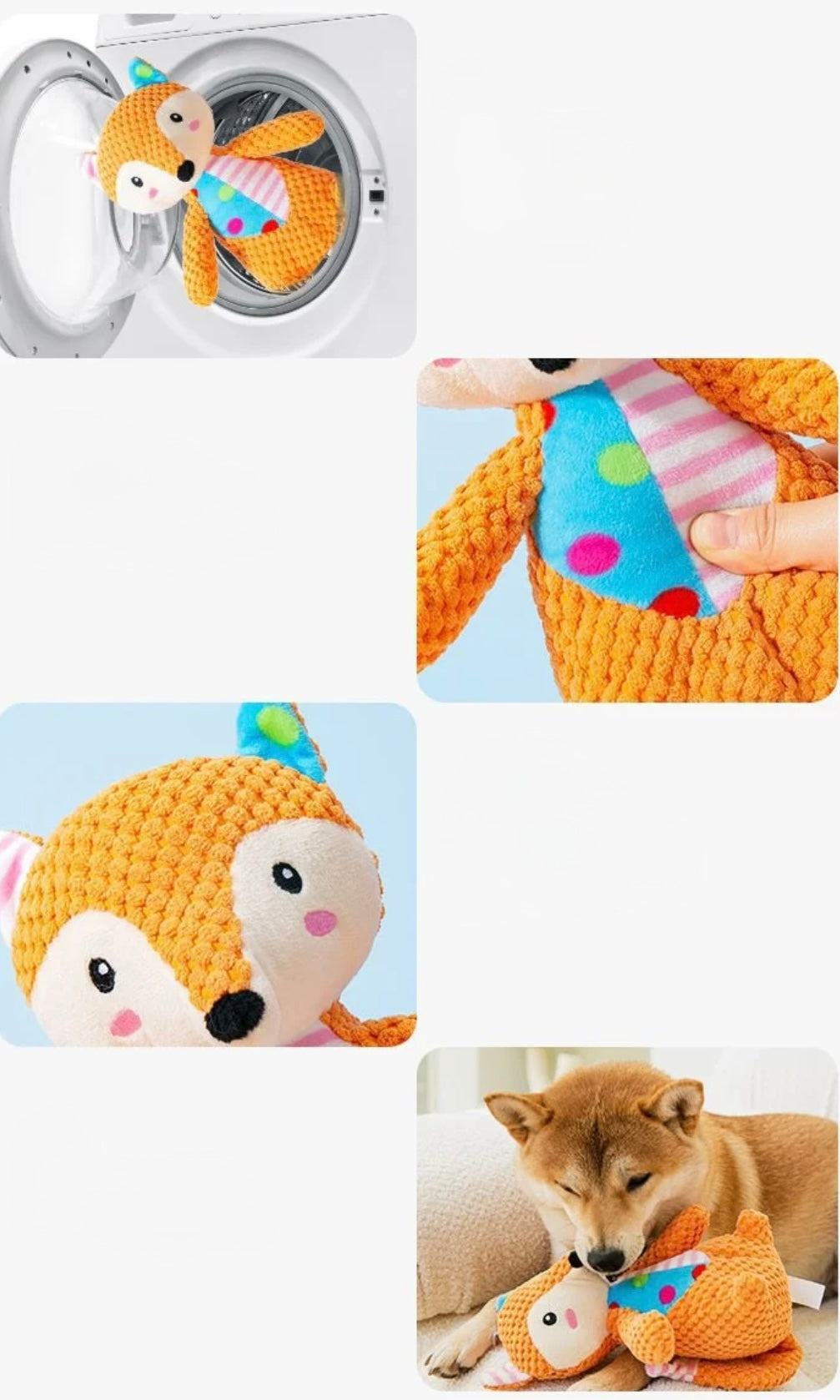 ๐ถ Plush Squeaky Dog Toys โ Fox, Bear & Frog - DD PET