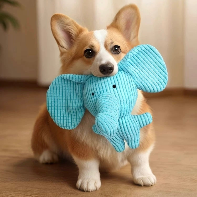 🐘Squeaky Elephant Dog Toy – Durable Corduroy Plush Toy for Small Dogs | Cute & Fun - DD PET