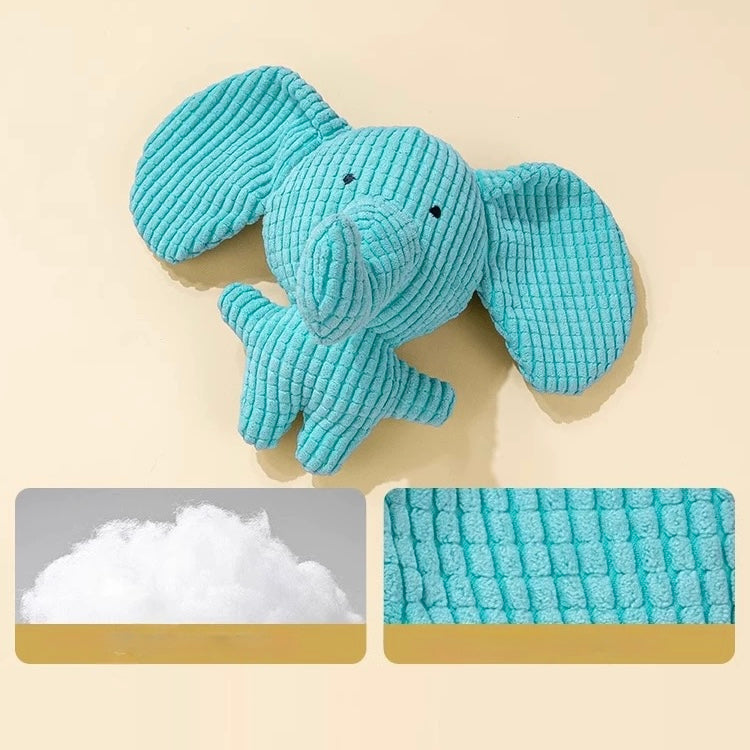 🐘Squeaky Elephant Dog Toy – Durable Corduroy Plush Toy for Small Dogs | Cute & Fun - DD PET