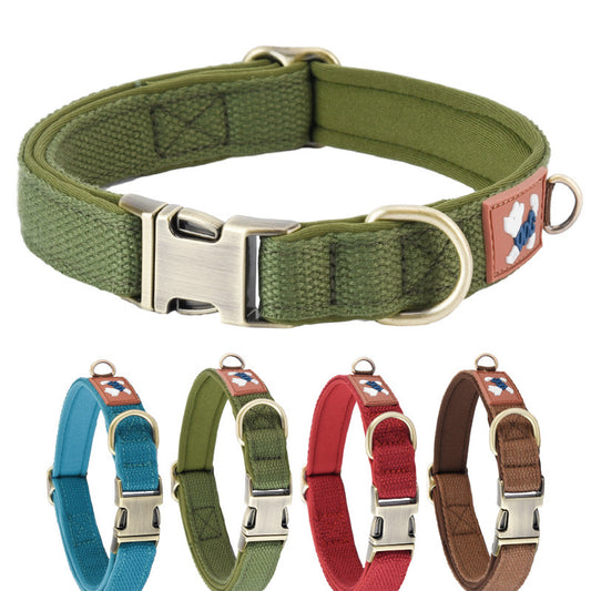 Custom Engraved Canvas Dog Collar – Adjustable with Soft Padding & Metal Buckle - DD PET