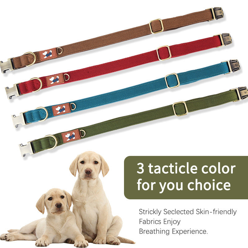 Custom Engraved Canvas Dog Collar – Adjustable with Soft Padding & Metal Buckle - DD PET