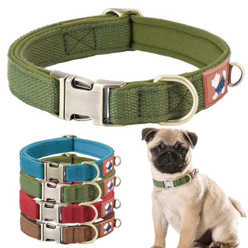 Custom Engraved Canvas Dog Collar – Adjustable with Soft Padding & Metal Buckle - DD PET