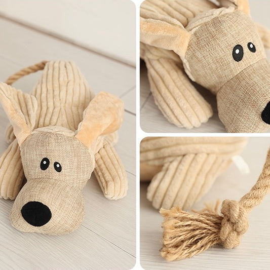 Plush Rope Dog Toy – Natural Plant-Dyed Interactive Puppy Companion