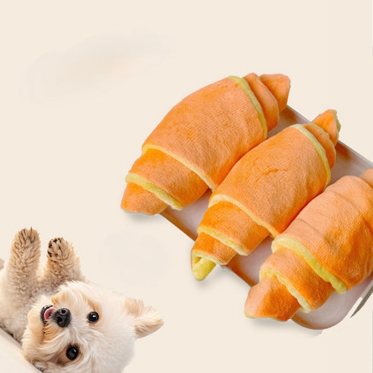🥐 Croissant Snuffle Plush Dog Toy – Treat Dispensing Interactive Fun - DD PET