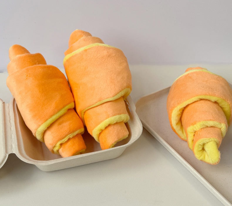 🥐 Croissant Snuffle Plush Dog Toy – Treat Dispensing Interactive Fun - DD PET