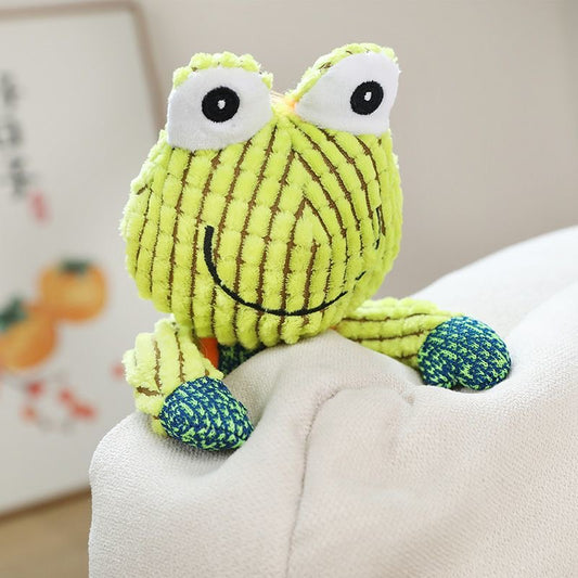 🐘🐸 Bright Animal Squeaky Plush Dog Toy | Crinkle, Chew & Tug Fun! - DD PET