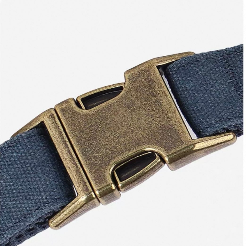 Custom Canvas Dog Collar with Brass Buckle – Personalised Engraving Available - DD PET