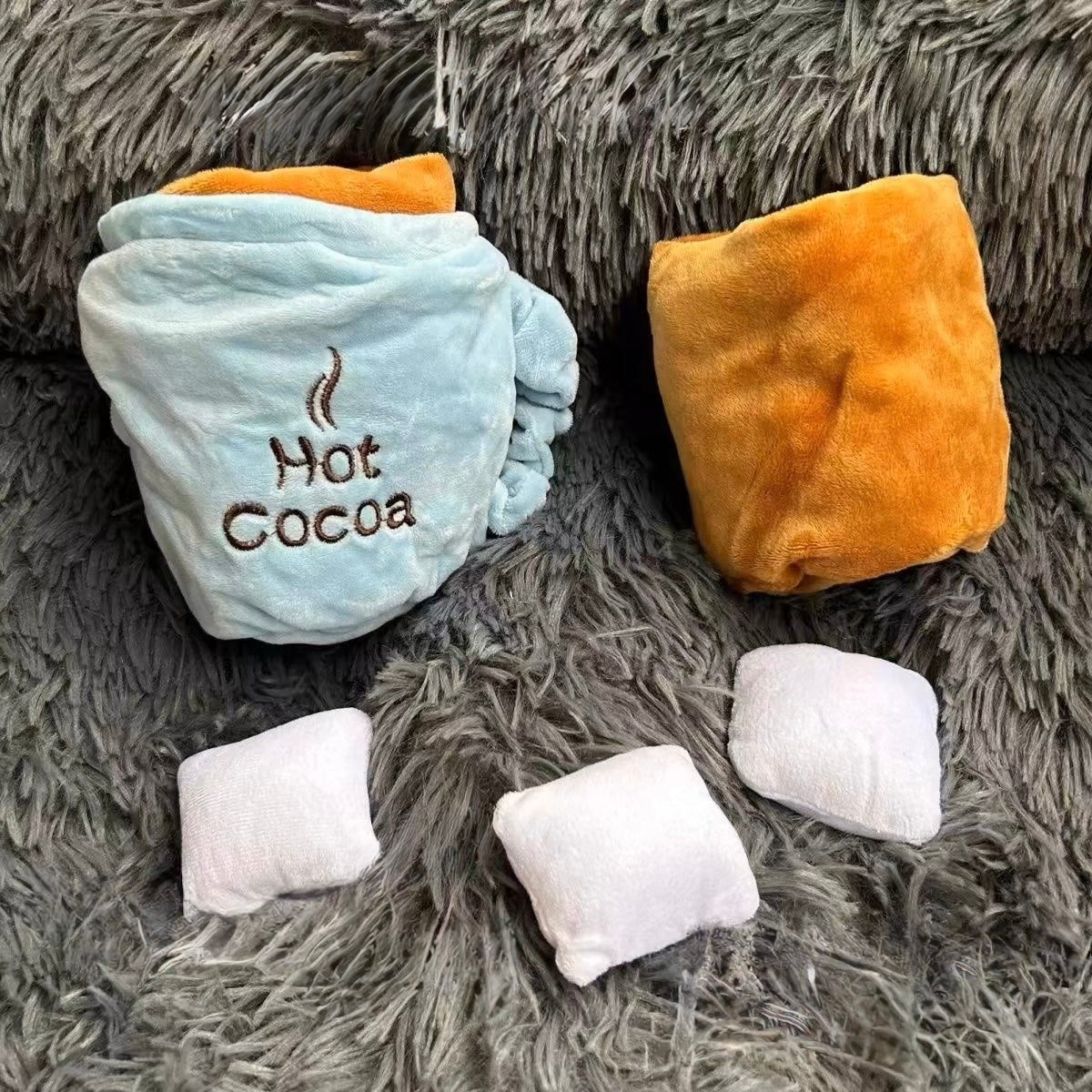 Interactive Hot Cocoa Plush Dog Toy – Treat-Hiding Crinkle Cup with Squeaker | Enrichment Toy for Dogs & Puppies - DD PET