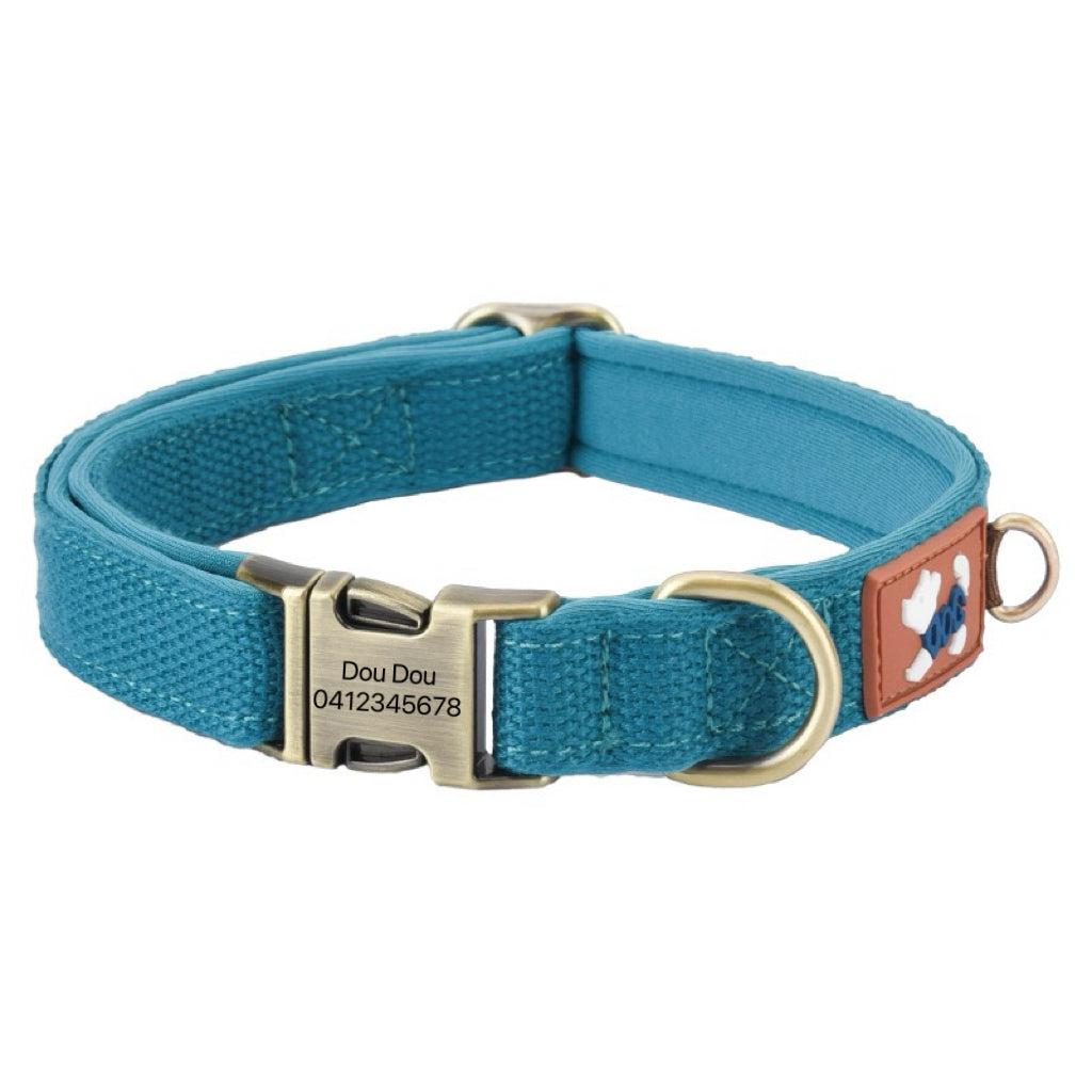 Custom Engraved Canvas Dog Collar – Adjustable with Soft Padding & Metal Buckle - DD PET