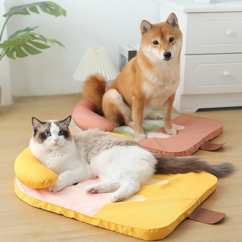 Cooling Ice Cream Shaped Pet Bed – Summer Bed with Detachable Headrest for Dogs & Cats