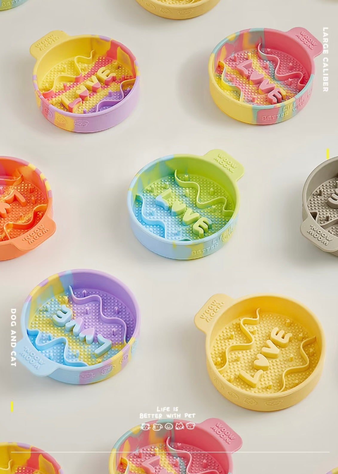 Colourful Silicone Slow Feeder Bowl for Dogs & Cats – Anti-Slip, Dishwasher Safe, Multiple Colours