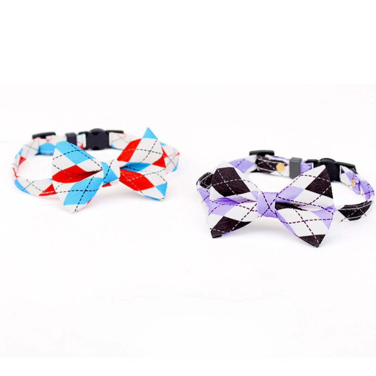 Plaid Bow Tie Cat Collar โ Adjustable Breakaway Collar for Stylish Pets