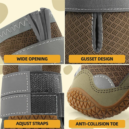 High-Quality Waterproof Dog Boots – Non-Slip, Breathable, Easy On/Off Paw Protection for Hiking & Snow