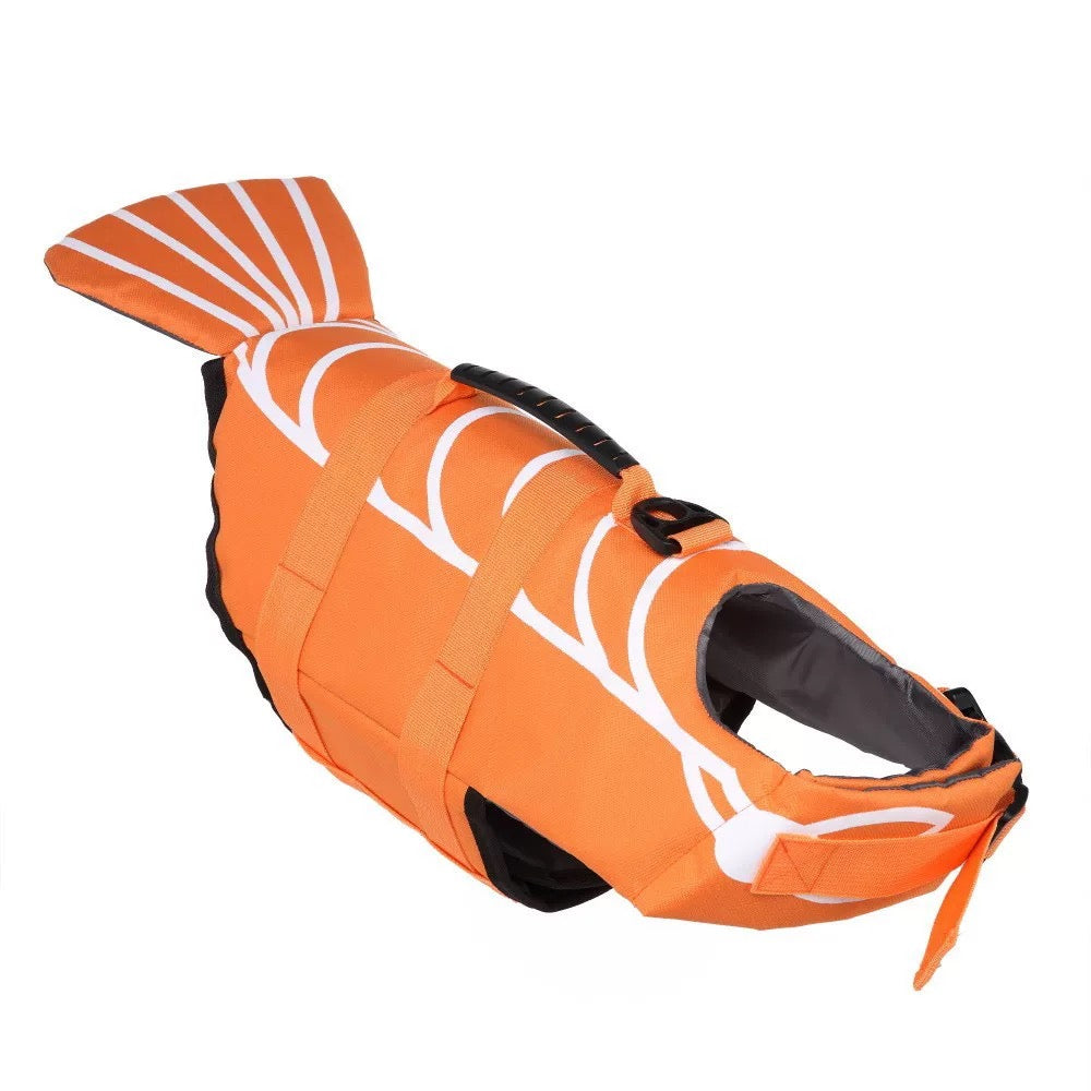 Dog Life Jacket with Safety Handle – Shark & Clownfish Design | Adjustable Pet Swim Vest