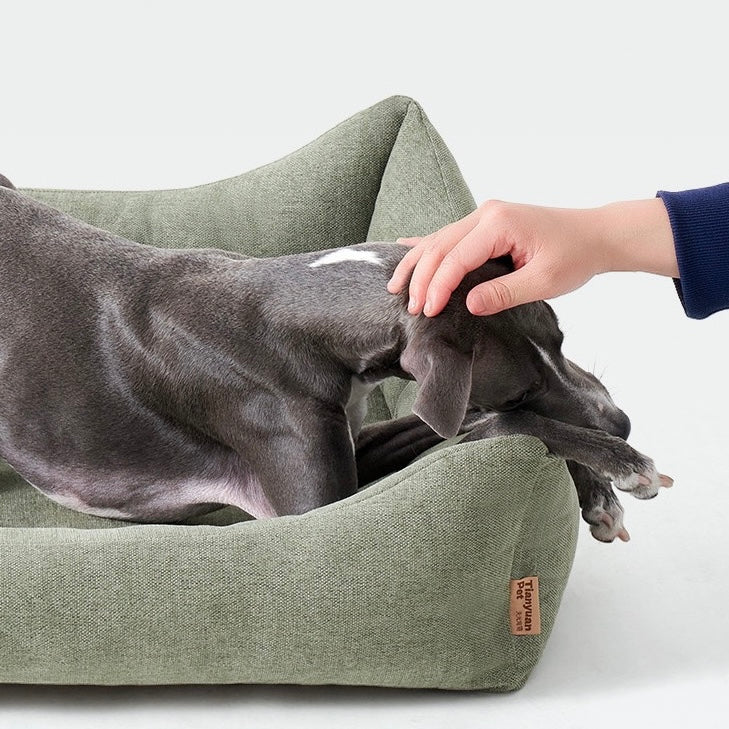 Thick & Soft Canvas Dog Bed with Bolster Sides – Durable, Breathable & Supportive