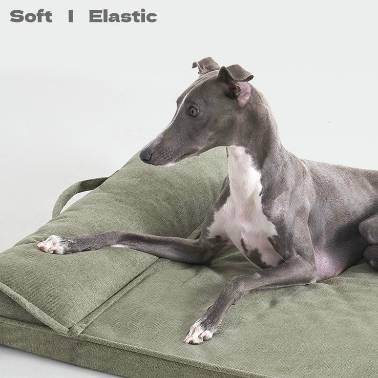 Thick & Soft Canvas Dog Bed with Pillow Support – Washable Cover
