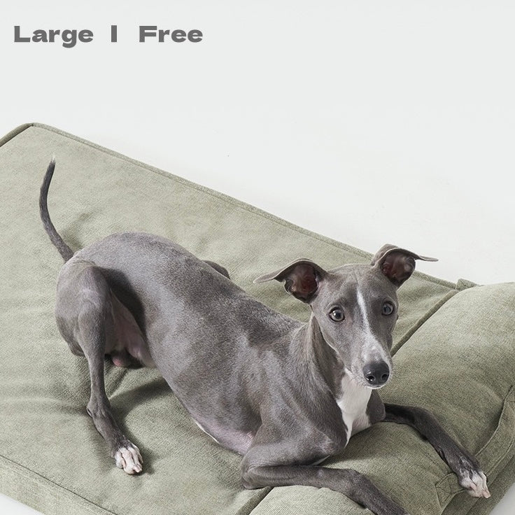 Thick & Soft Canvas Dog Bed with Pillow Support – Washable Cover