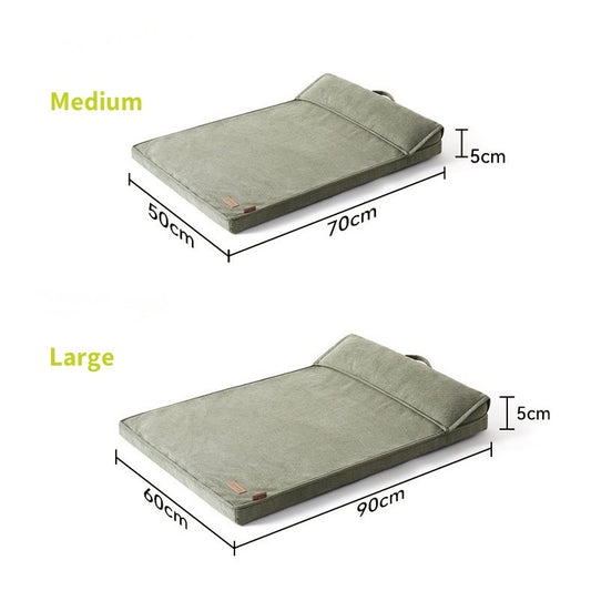 Thick & Soft Canvas Dog Bed with Pillow Support – Washable Cover