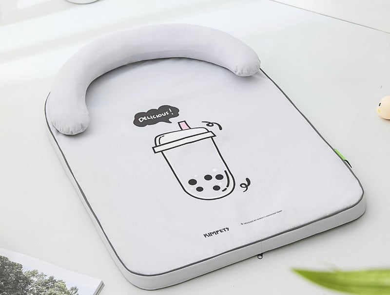 Cooling Bubble Tea Pet Bed with Detachable Pillow – Small & Medium Dogs & Cats