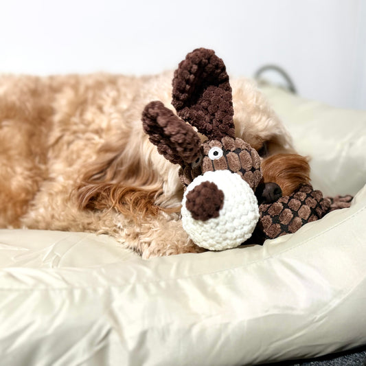 🐶 Plush Squeaky Dog Toy – Durable Corduroy Chew Companion