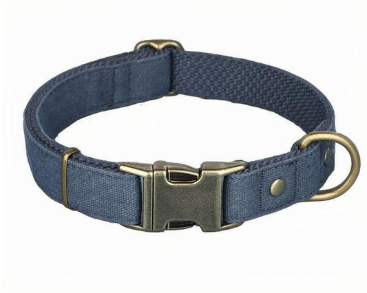 Custom Canvas Dog Collar with Brass Buckle – Personalised Engraving Available - DD PET