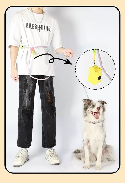 TAGOON 3-in-1 Multi-Functional P-Rope Dog Leash | Crossbody, Waist & Handheld High-Density Rope Lead