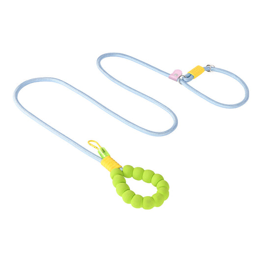 hands-free crossbody dog leash in purple and green with NBR foam handle