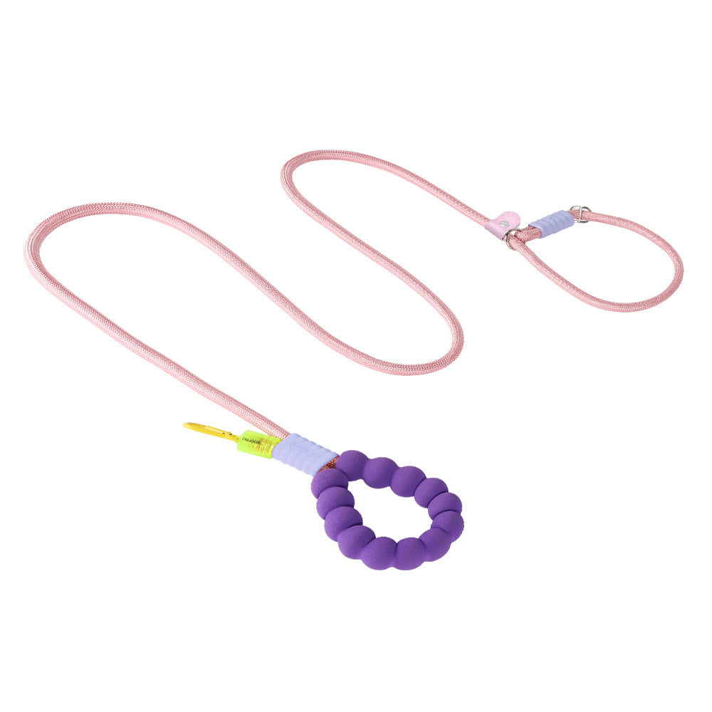 hands-free crossbody dog leash in purple and green with NBR foam handle