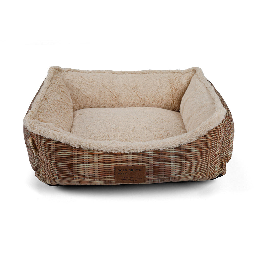 Luxury Woven Rattan Pet Bed for Dogs and Cats - DD PET