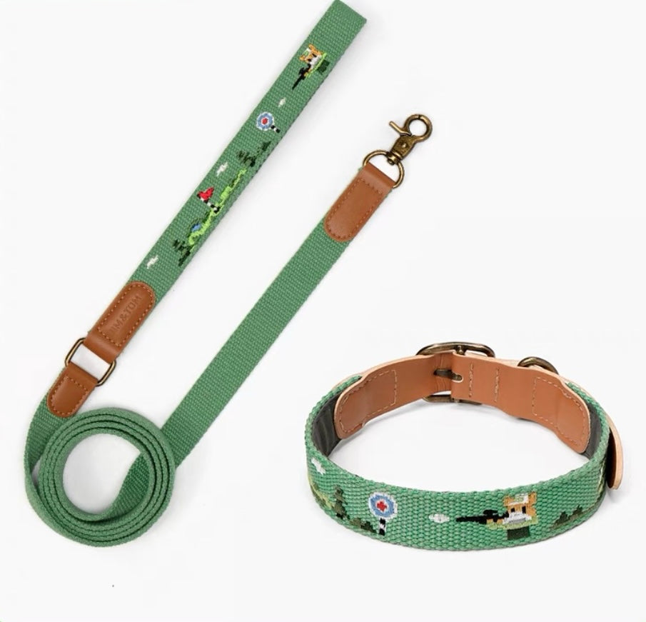 Premium Mosaic Embroidered Dog Collar & Leash Set – Durable, Stylish & Comfortable ✨ - DD PET