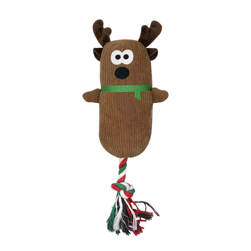 🎅 🦌Christmas Squeaky Rope Dog Toy | Santa & Reindeer Variants - DD PET