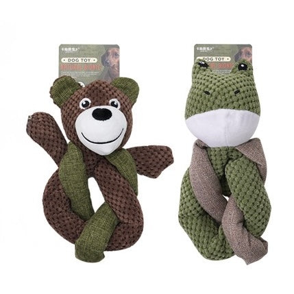 🧸 🐸Animal Knot Plush Toy | Durable Chew Toy for Dogs (Frog & Bear Variants) - DD PET