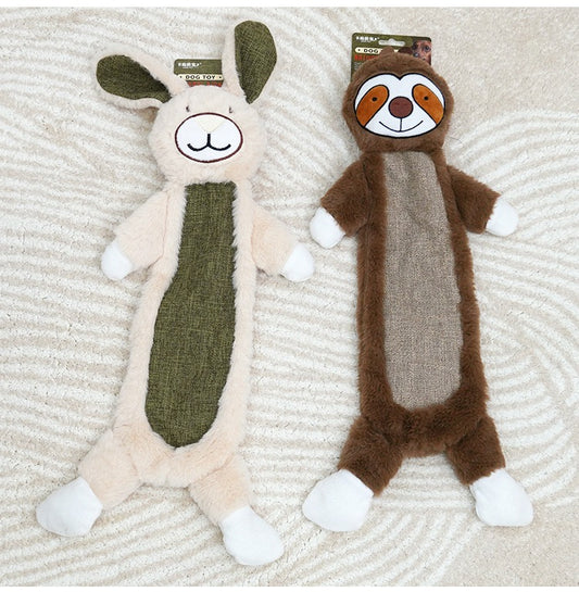 🐰 Flat Plush Squeaky Dog Toy | Rabbit & Sloth Variants - DD PET