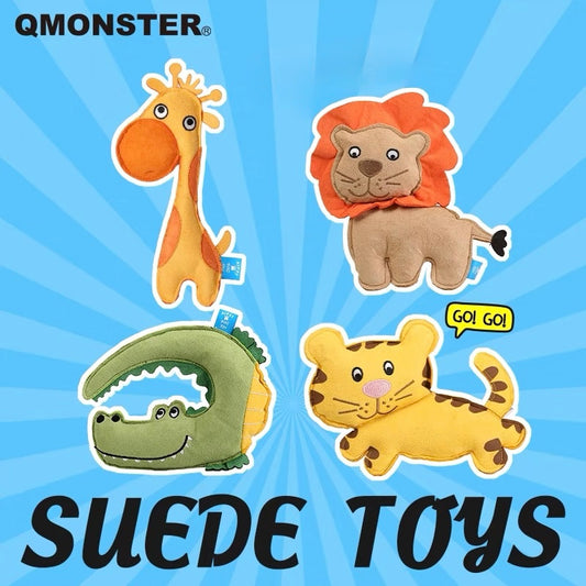 QMonster Suede Dog Toys – Soft, Cute & Fun Animal Plush Toys for Dogs - DD PET
