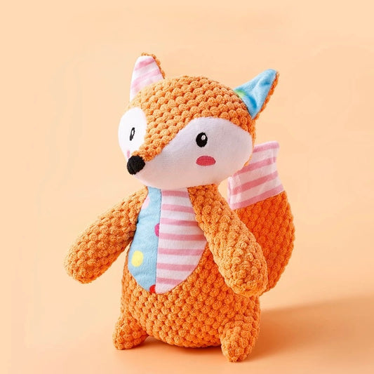 🐶 Plush Squeaky Dog Toys – Fox, Bear & Frog - DD PET