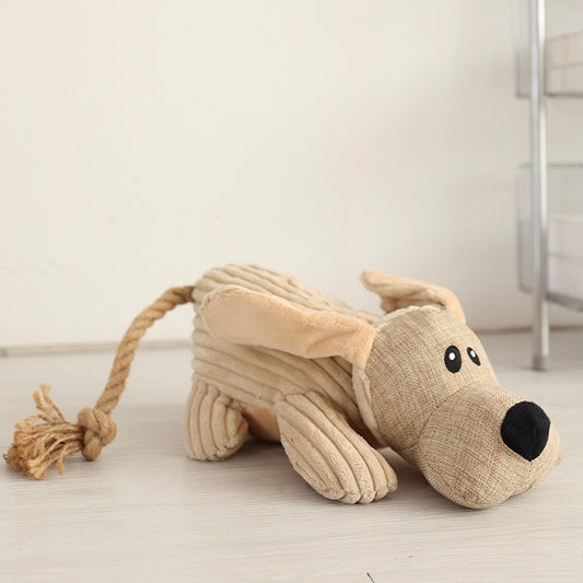 Plush Rope Dog Toy – Natural Plant-Dyed Interactive Puppy Companion
