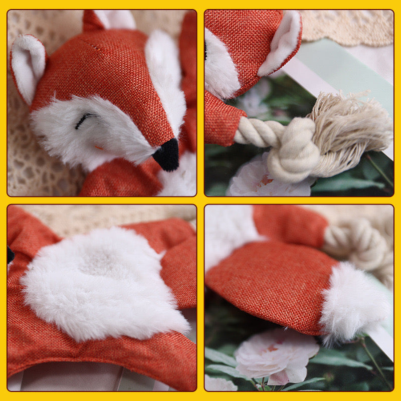 🐿🦊🦝🐻 Plush Forest Friends Rope Toys – Fox, Squirrel, Raccoon&Bear - DD PET