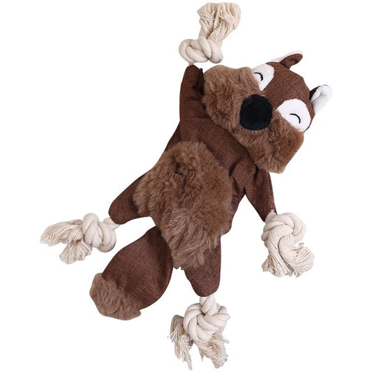 🐿🦊🦝🐻 Plush Forest Friends Rope Toys – Fox, Squirrel, Raccoon&Bear - DD PET