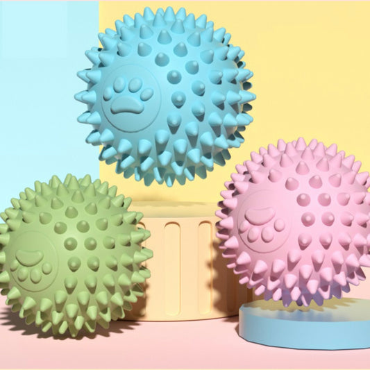 🐾 Paw Print Spiky Dog Ball Toy | TPR Chew Ball for Small Dogs & Puppies - DD PET